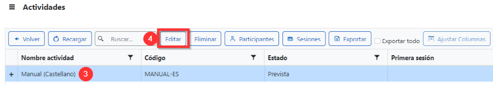 Editar actividad