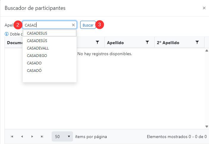 teclear y buscar apellido