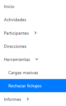Menú Rechazar fichajes