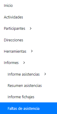 Menú faltas asistencia