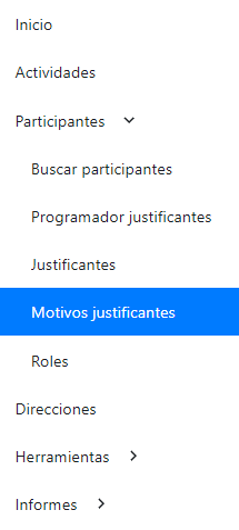 Menú motivos justificantes