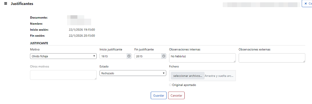Editar Justificantes